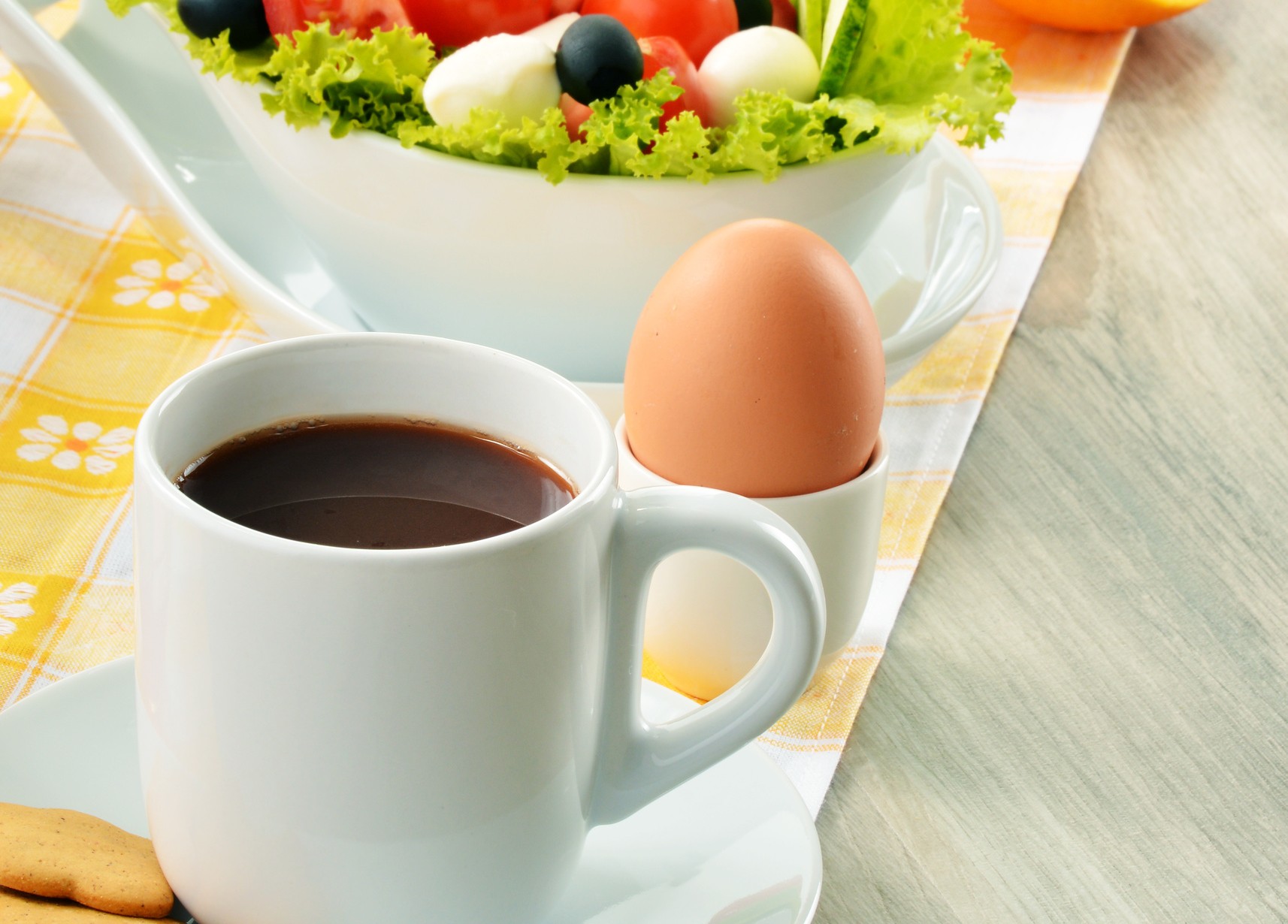 Coffee Eggs and Salad